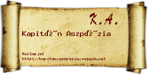 Kapitán Aszpázia névjegykártya